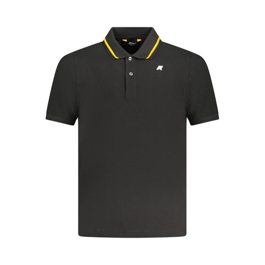 K-WAY Black Cotton Polo Shirt, short sleeve with 2 buttons, contrasting details, logo application
