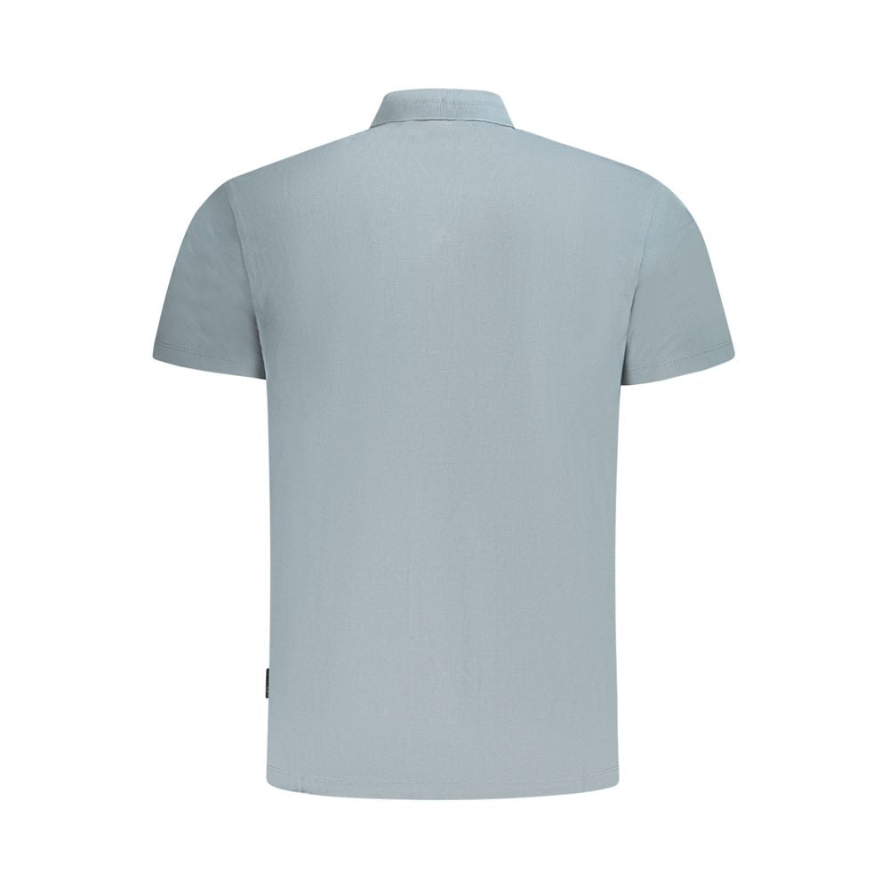 Back view of a Napapijri Brown Cotton Men Polo Shirt with short sleeves and a classic collar.