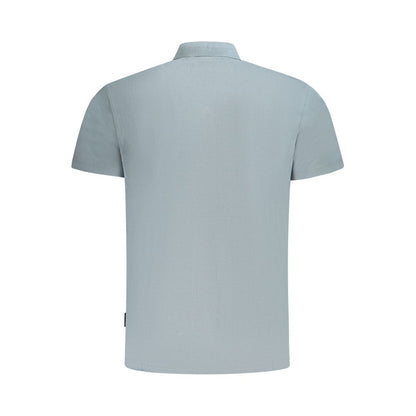 Back view of a Napapijri Brown Cotton Men Polo Shirt with short sleeves and a classic collar.