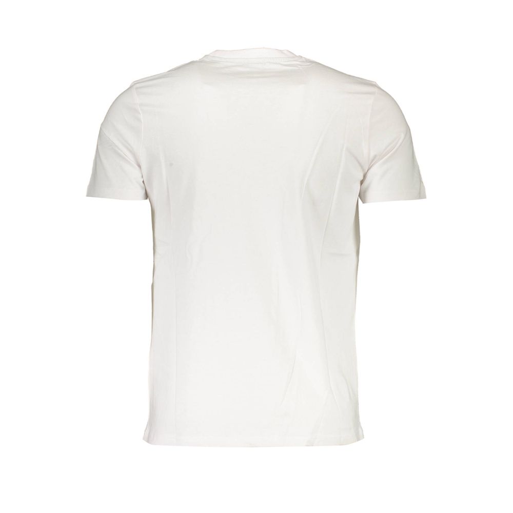 Back view of North Sails White Cotton Men T-Shirt showcasing premium cotton fabric and distinctive style.