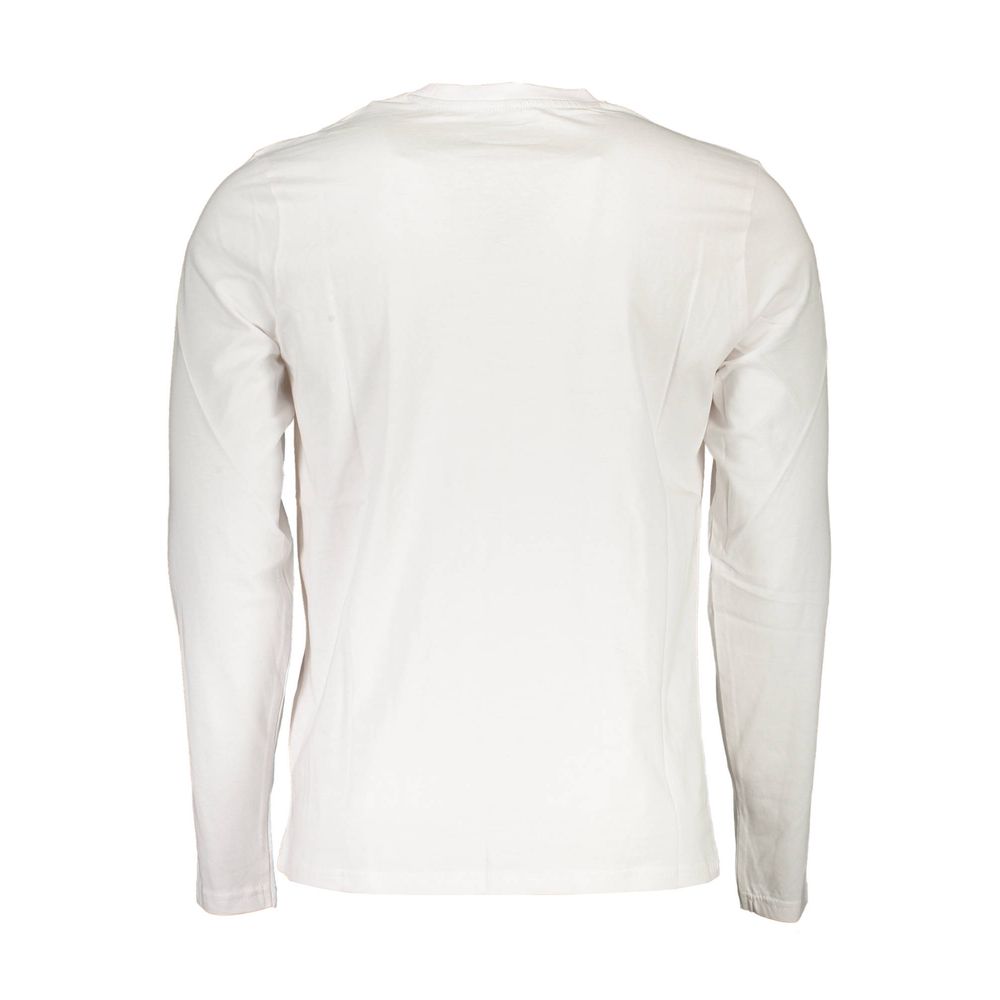 Back view of North Sails White Cotton Men T-Shirt, featuring long sleeves and premium cotton material, showcasing trend-setting style.