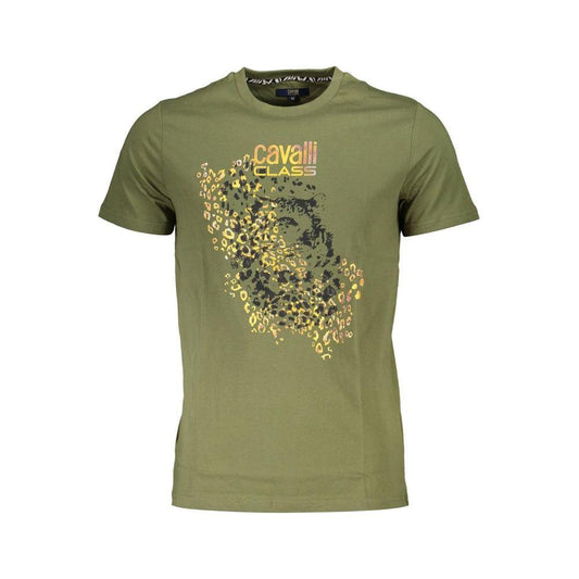 Cavalli Class Green Cotton Men T-Shirt
