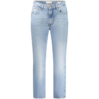 Guess Jeans Blue Cotton Women's Jean with washed effect, button and zip closure, five pockets, and comfortable stretch fabric.