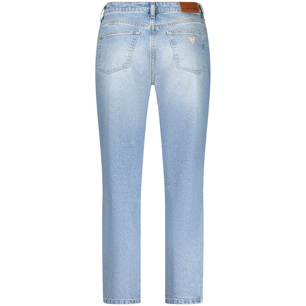 Back view of Guess Jeans Blue Cotton Women's Jean with washed effect and five pockets.
