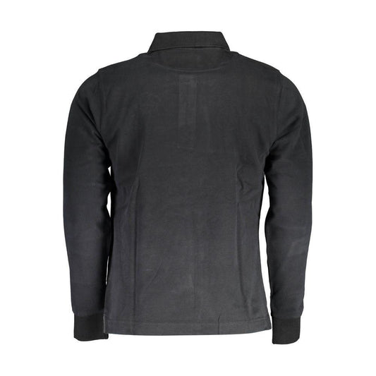 La Martina Black Cotton Men Polo Shirt LA-17145-M