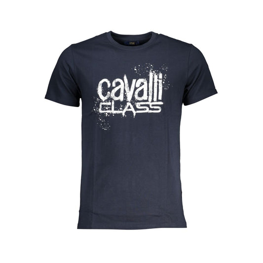 Cavalli Class Blue Cotton T-Shirt CA-28580-XL