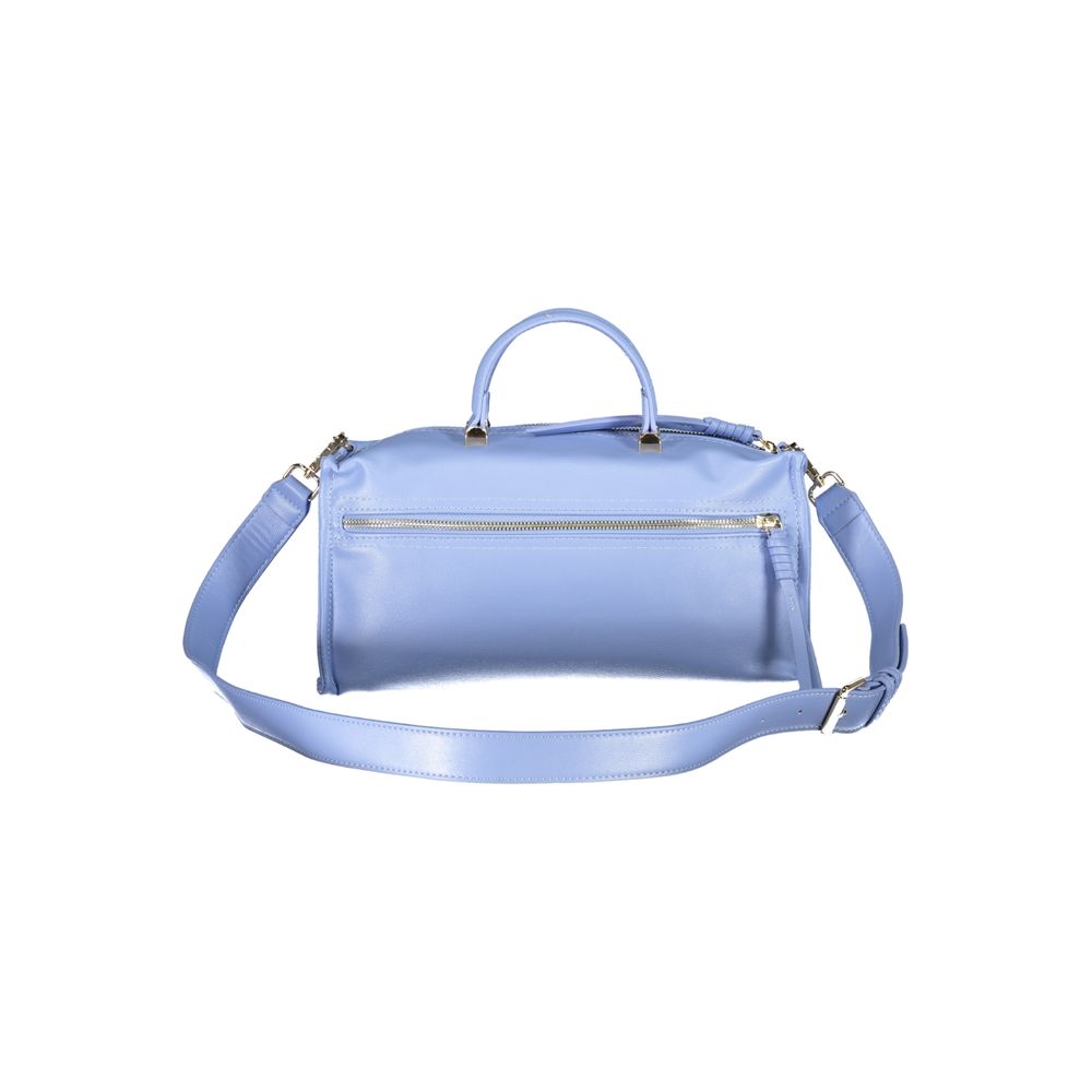 Mario Valentino Light Blue Polyethylene Women Handbag with dual handles and shoulder strap