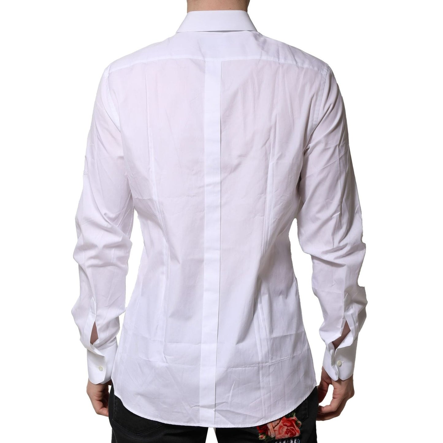Dolce & Gabbana White Cotton GOLD Long Sleeves Formal Shirt
