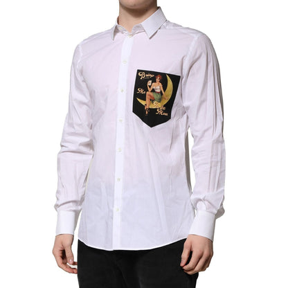 Dolce & Gabbana White Cotton MARTINI Long Sleeve Formal Shirt