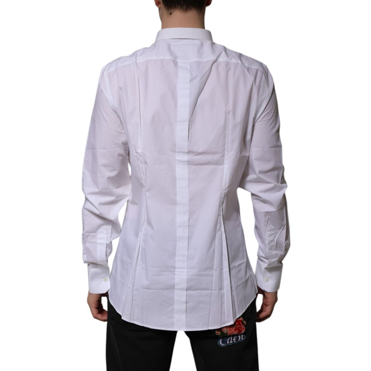 Dolce & Gabbana White Cotton GOLD Long Sleeves Formal Shirt
