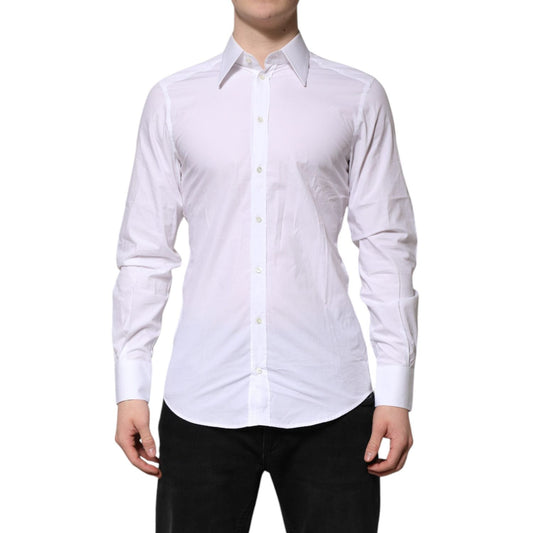 Dolce & Gabbana White Cotton GOLD Long Sleeves Formal Shirt