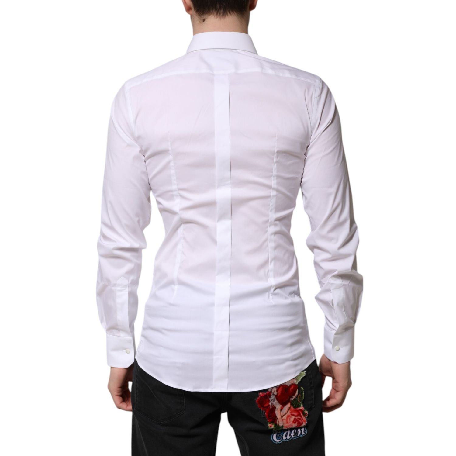 Dolce & Gabbana White Cotton GOLD Long Sleeves Formal Shirt