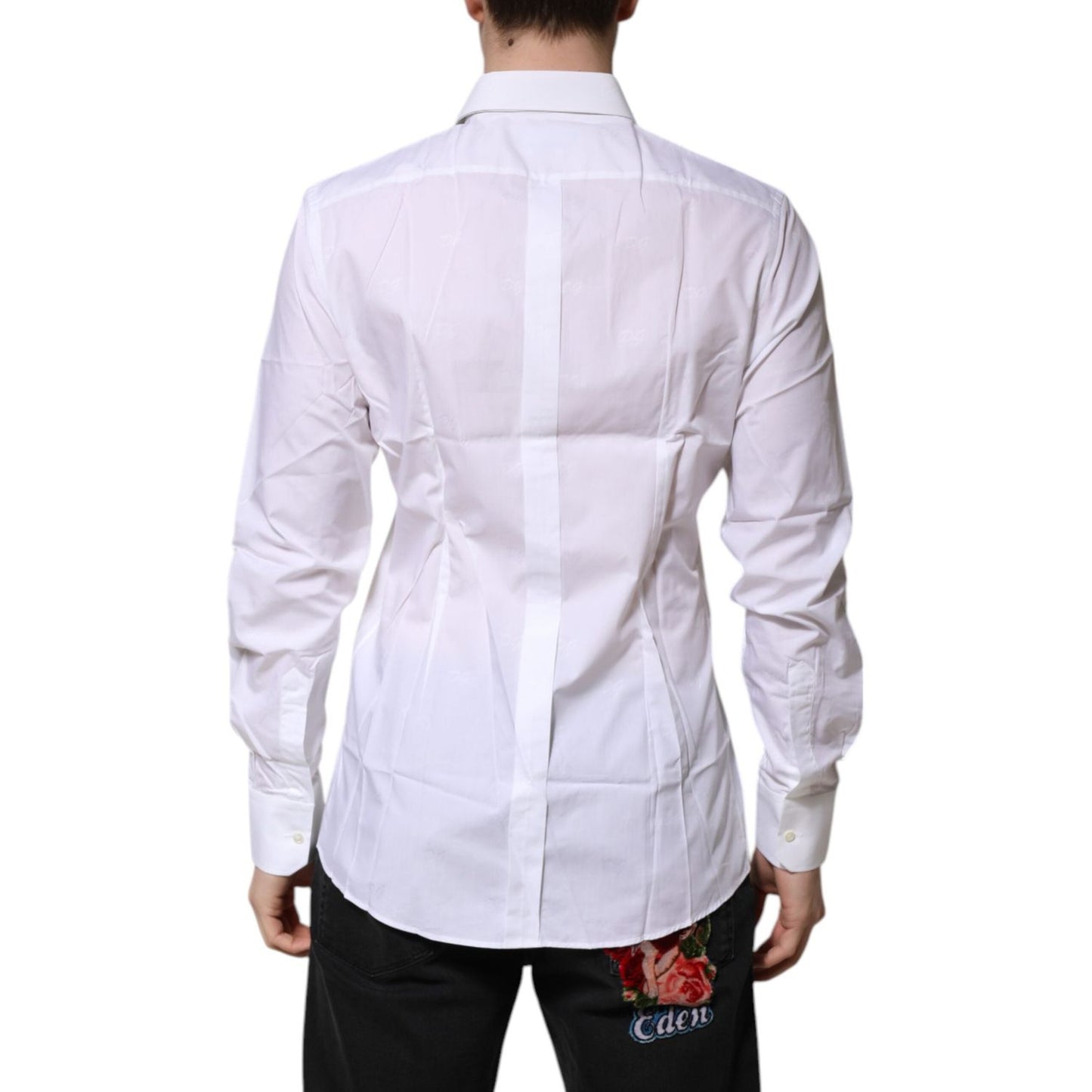 Dolce & Gabbana White Cotton GOLD Long Sleeves Formal Shirt
