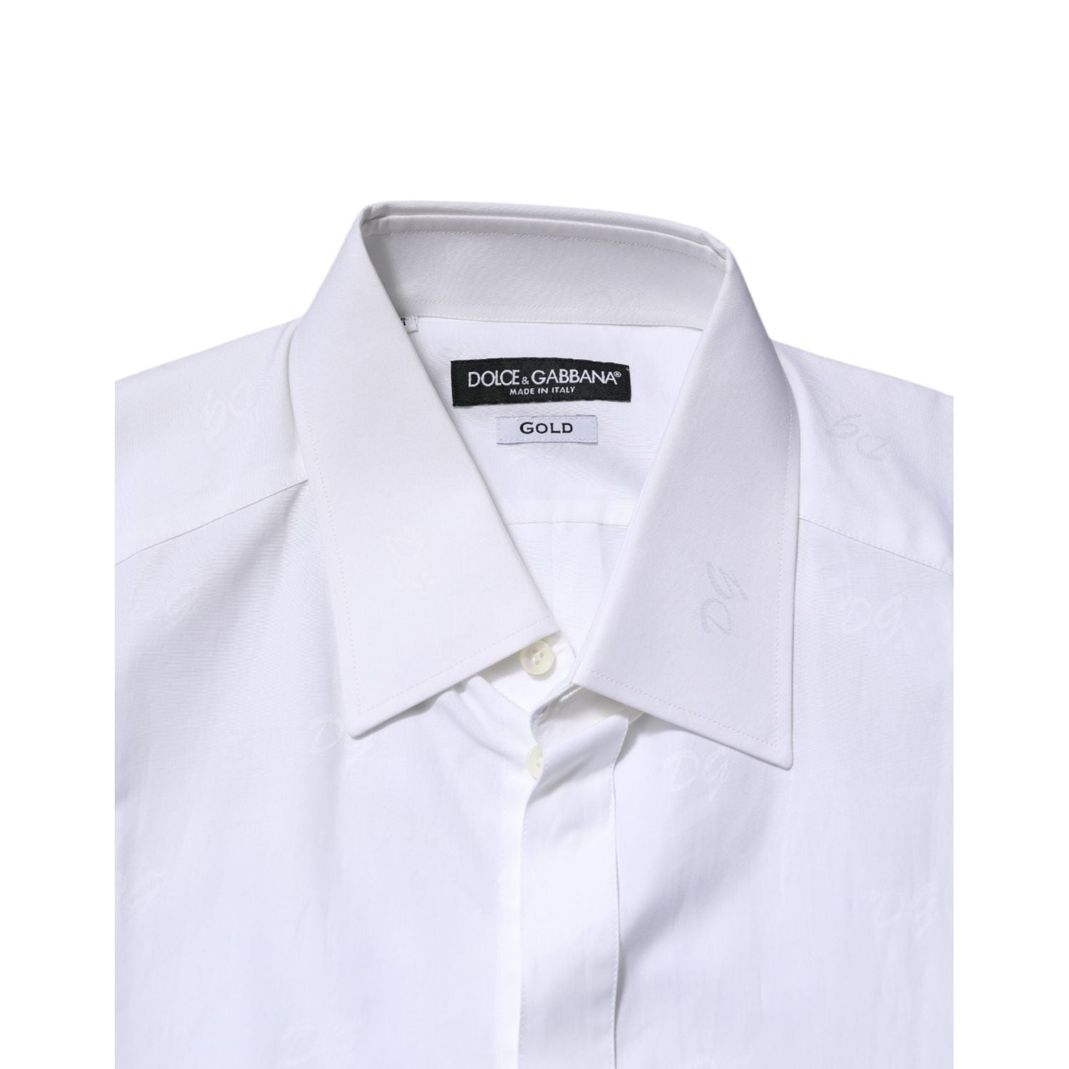 Dolce & Gabbana White Cotton GOLD Long Sleeves Formal Shirt