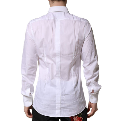 Dolce & Gabbana White Cotton GOLD Long Sleeves Formal Shirt