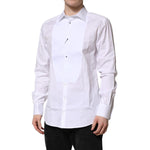 Dolce & Gabbana White Silk Bib Poplin GOLD Men Formal Shirt TSH906861-42