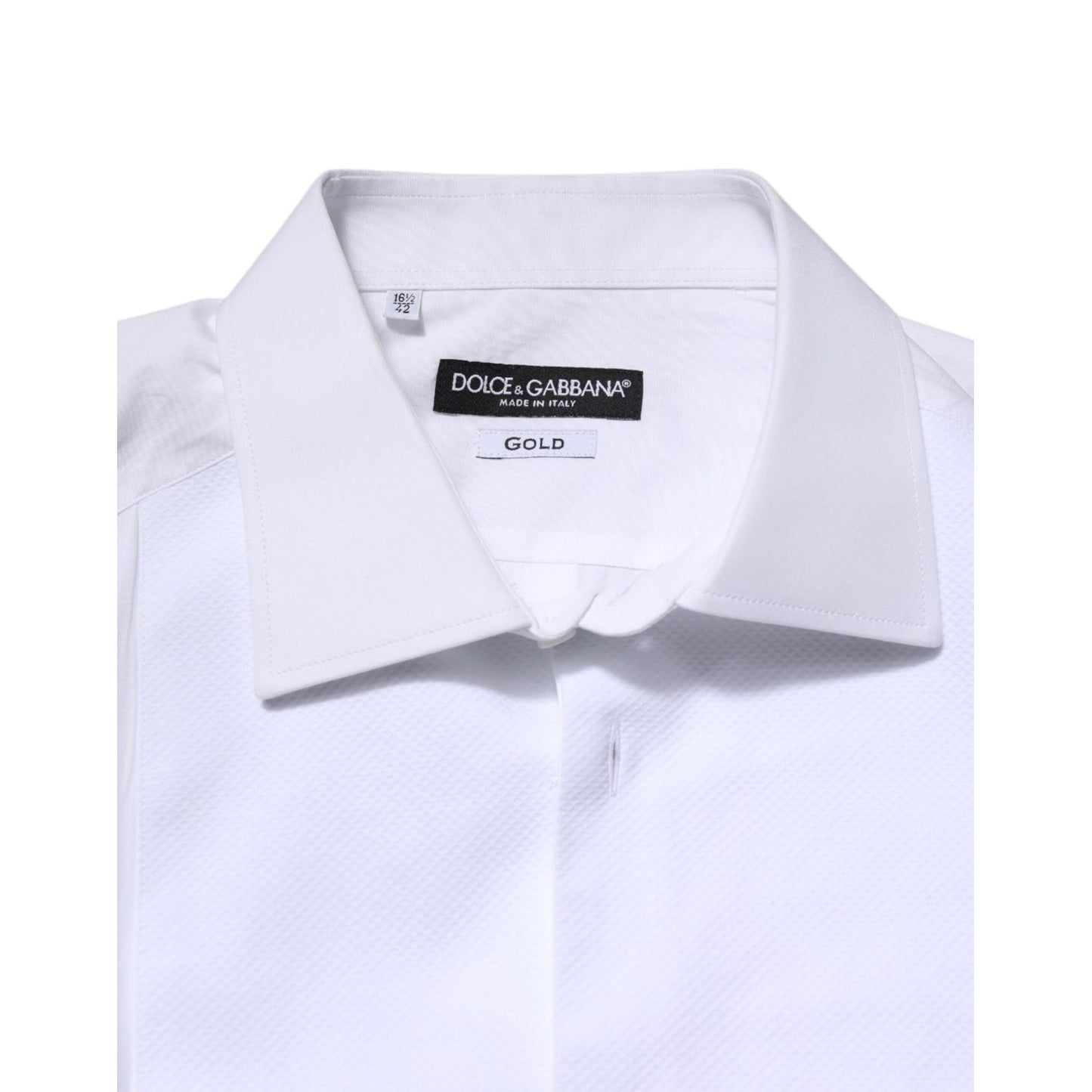 Dolce & Gabbana White Silk Bib Poplin GOLD Men Formal Shirt TSH906861-42