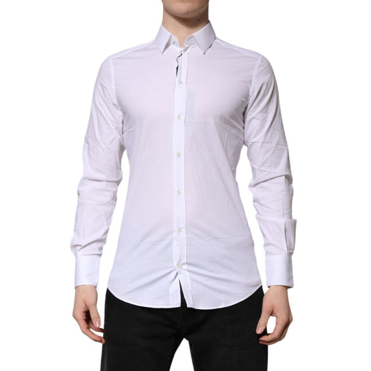 Dolce & Gabbana White GOLD Long Sleeves Dress Men Formal Shirt TSH906869-38