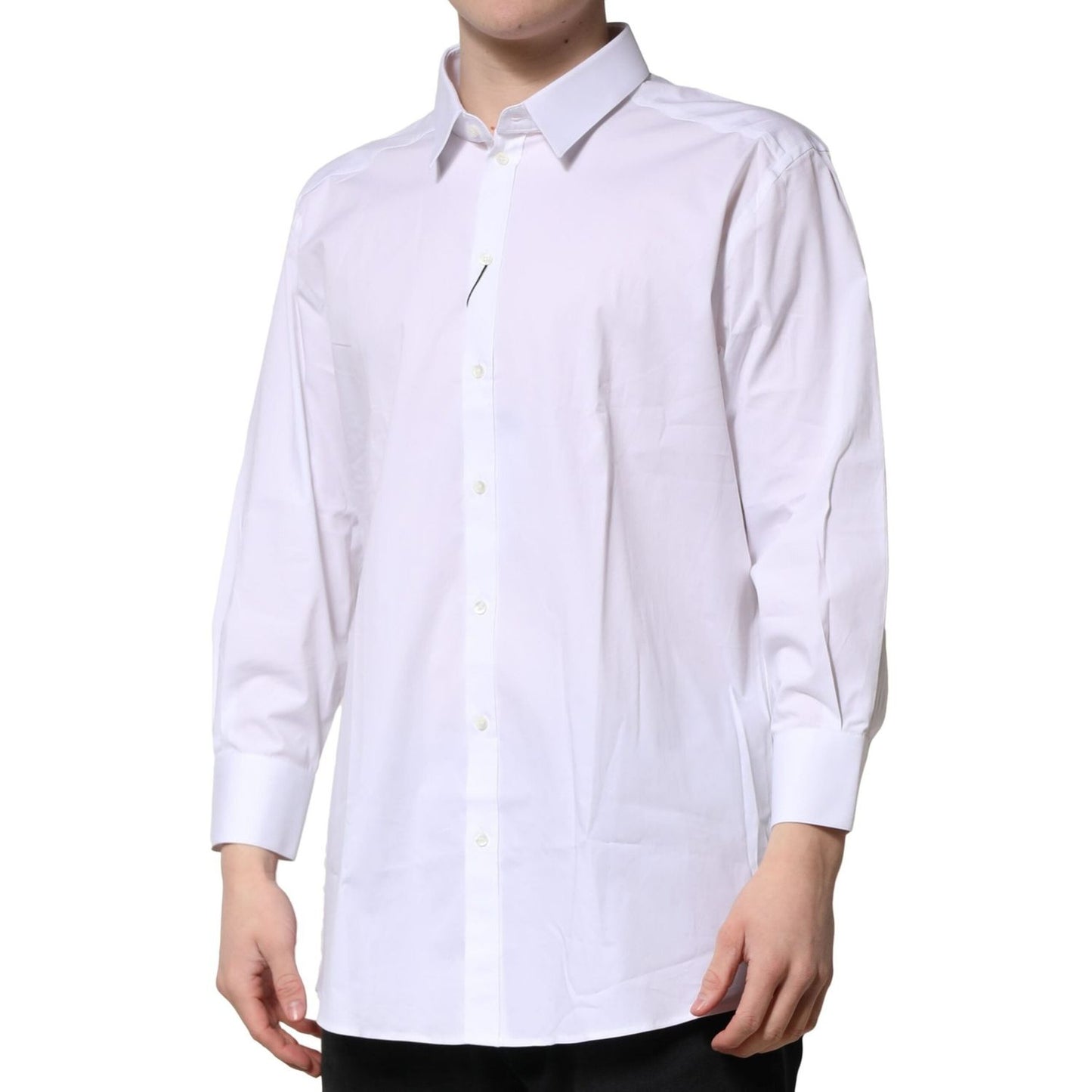 Dolce & Gabbana White GOLD Long Sleeve Dress Men Formal Shirt