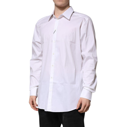 Dolce & Gabbana White GOLD Long Sleeve Dress Men Formal Shirt