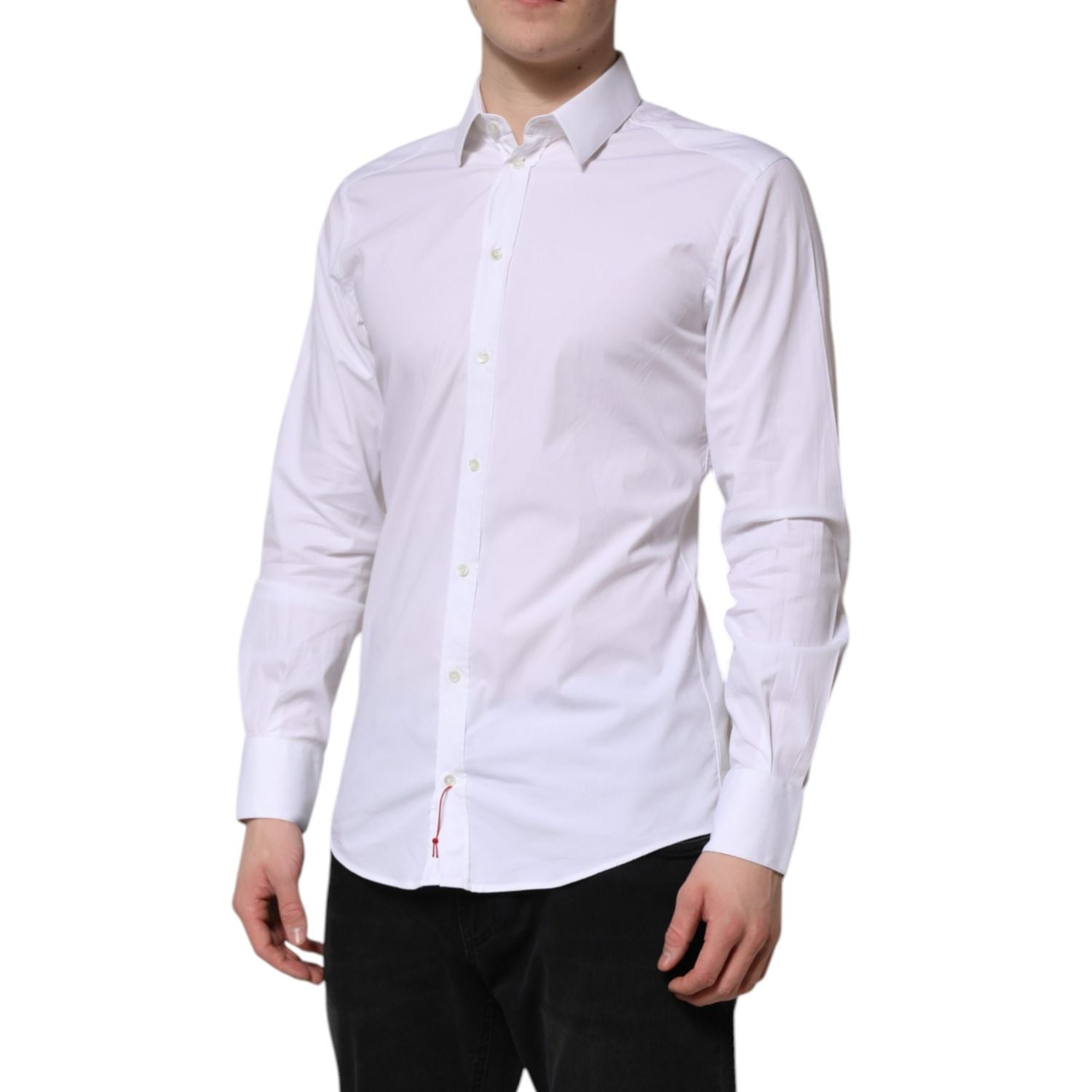 Dolce & Gabbana White GOLD Cotton Dress Formal Shirt