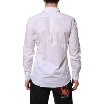 Dolce & Gabbana White Cotton Long Sleeves Dress Formal Shirt