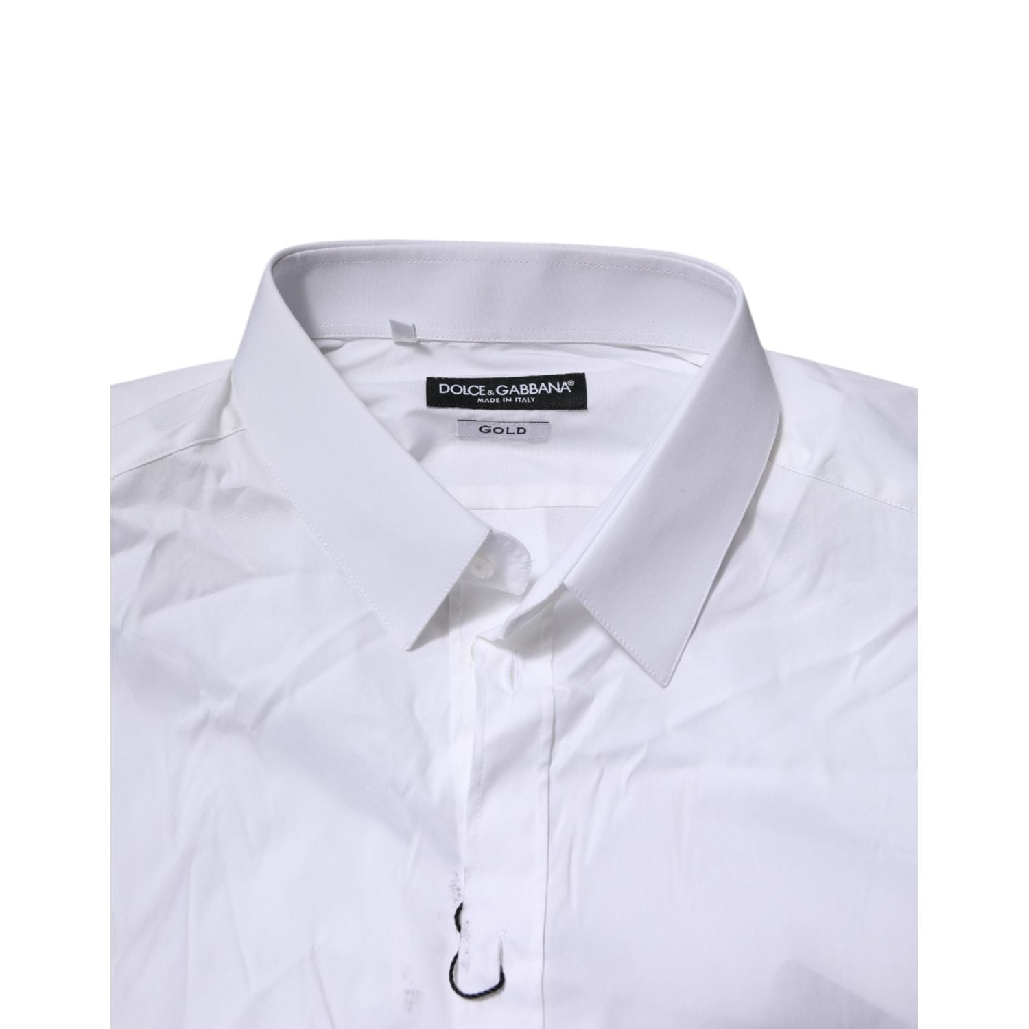 Dolce & Gabbana White GOLD Cotton Men Dress Formal Shirt
