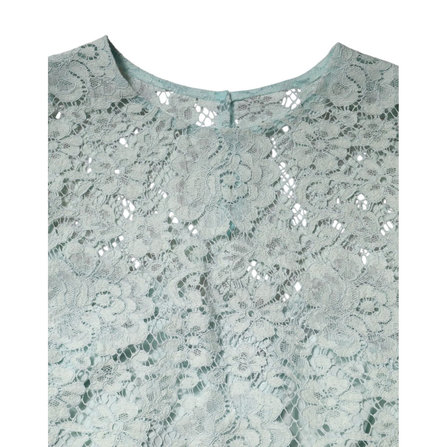 Dolce & Gabbana Mint Green Floral Lace Cotton Blouse Top