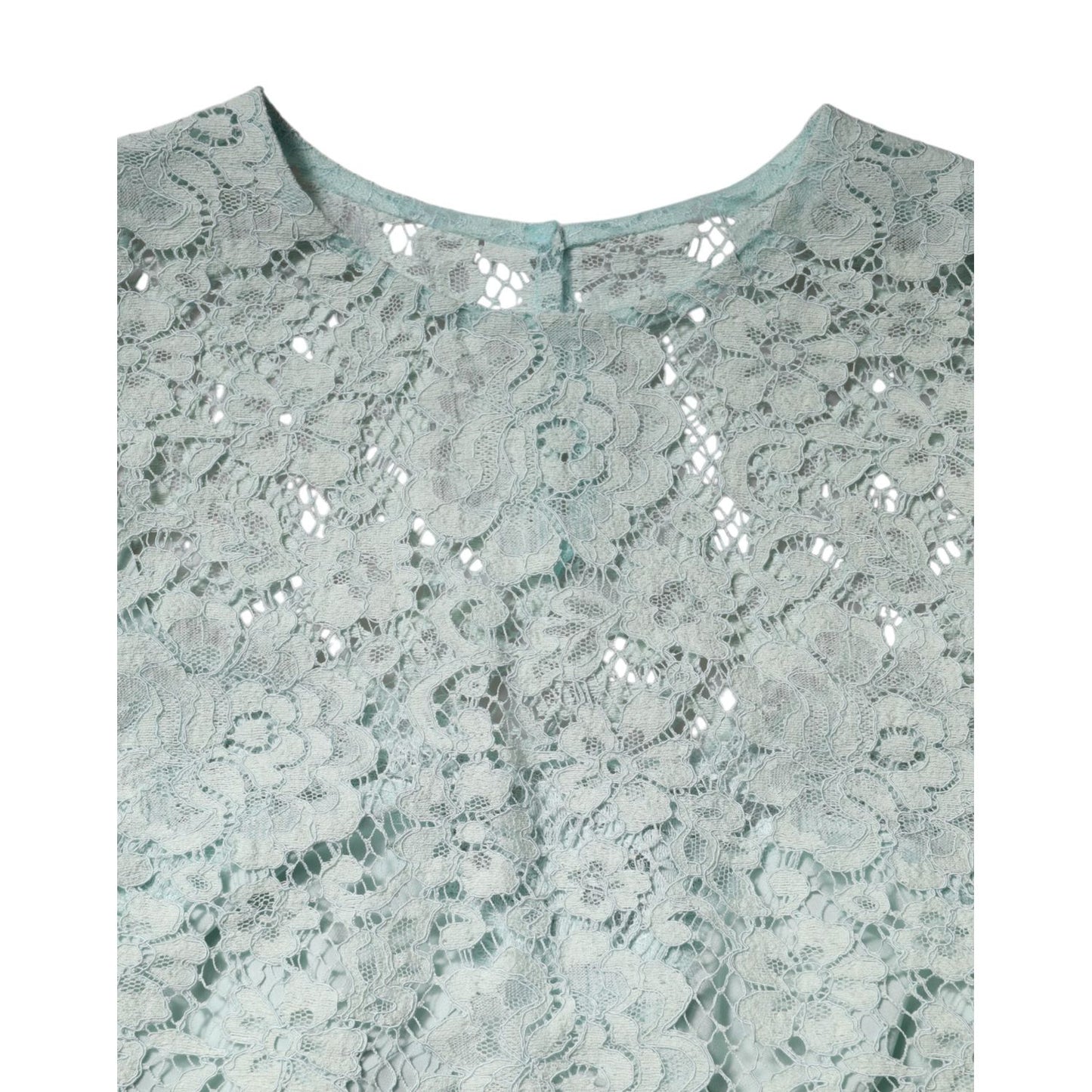 Dolce & Gabbana Mint Green Floral Lace Cotton Blouse Top TSH906726-42