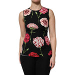Dolce & Gabbana Black Floral Print Sleeveless Tank Blouse Top TSH906736-40