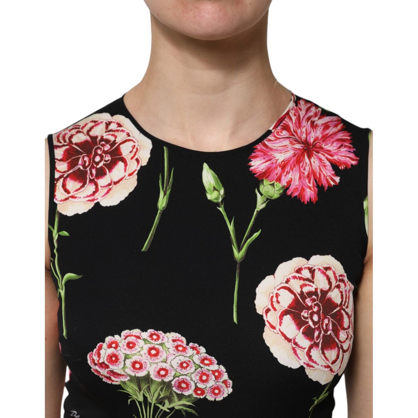 Dolce & Gabbana Black Floral Print Sleeveless Tank Blouse Top TSH906736-40