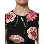 Dolce & Gabbana Black Floral Print Sleeveless Tank Blouse Top TSH906736-40