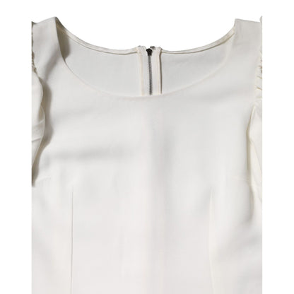 Dolce & Gabbana White Viscose Round Neck Short Sleeves Top