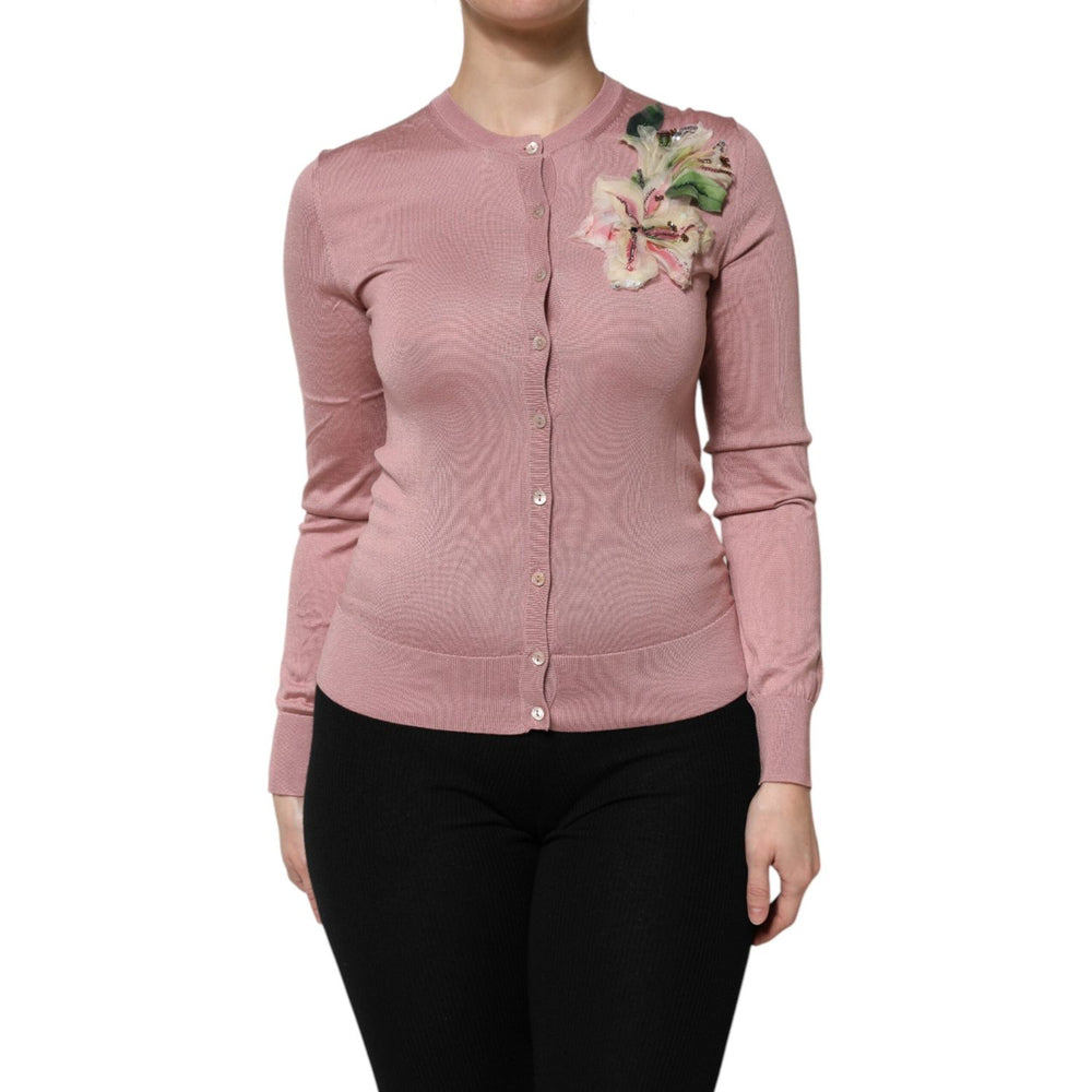 Dolce & Gabbana Pink Silk Knit Button Down Cardigan Sweater TSH906756-38