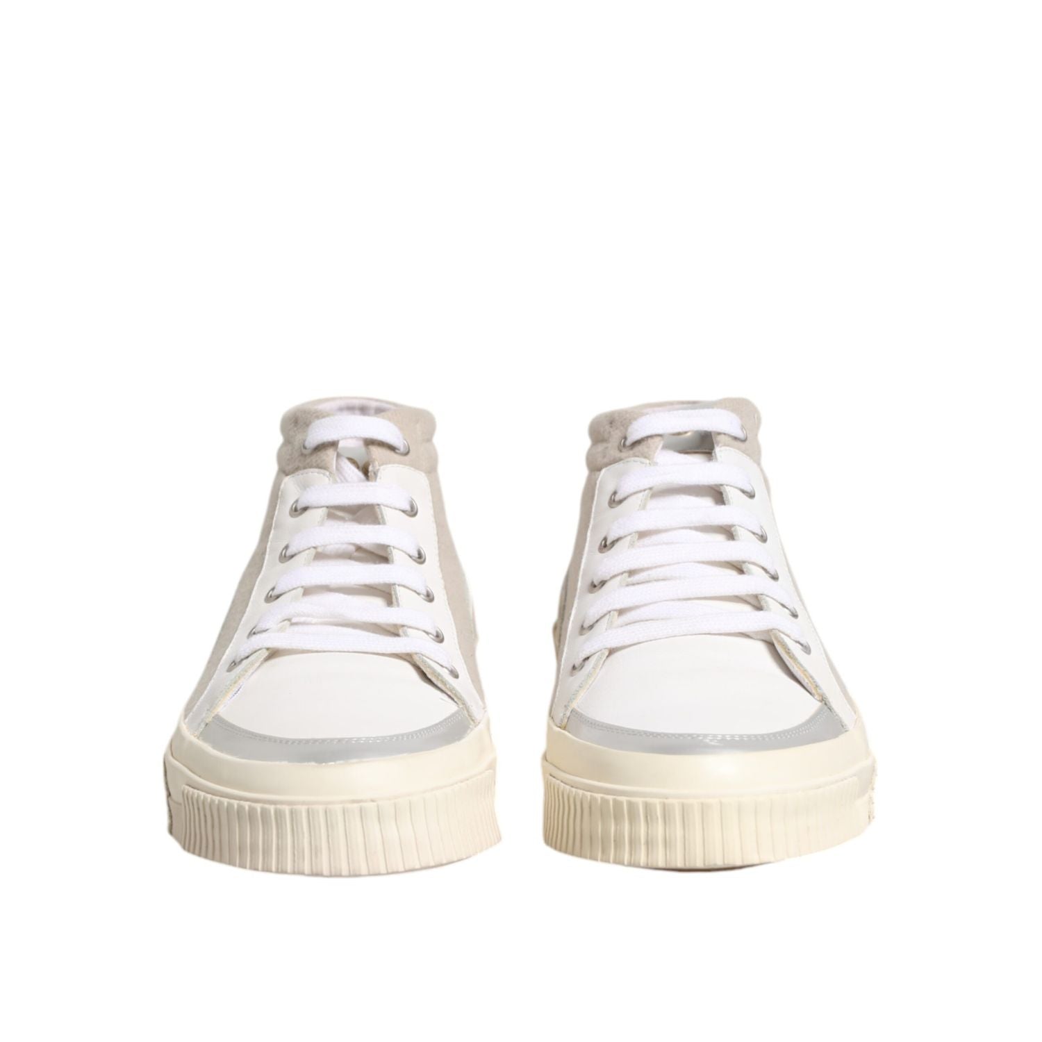 HIDE & JACK White Beige Lace Up Mid Top Casual Sneakers Shoes