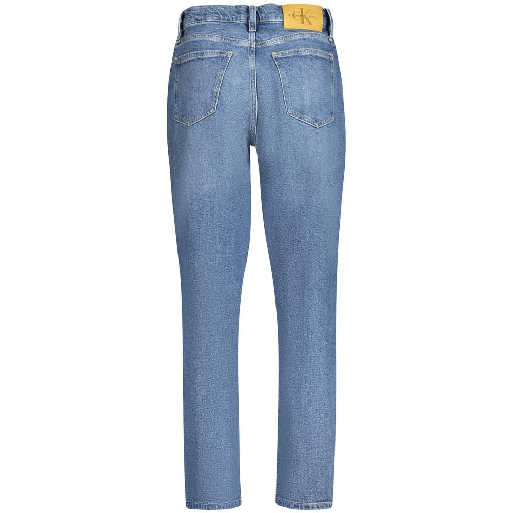 Back view of Calvin Klein Blue Cotton Women Jeans with vintage appeal and five-pocket design.