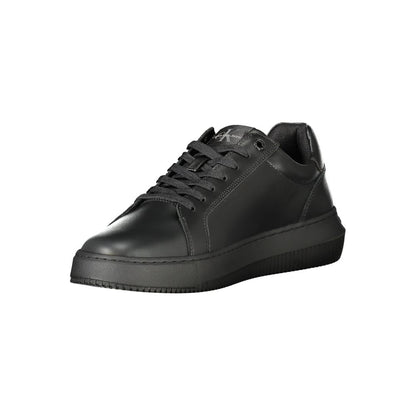 Calvin Klein Black Polyester Sneaker with contrasting details, lace-up design, removable footbed, made with recycled rubber, sports shoe.