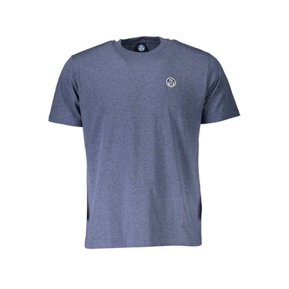 North Sails Blue Cotton Men T-Shirt with logo, short sleeve, crew neck design for casual wear