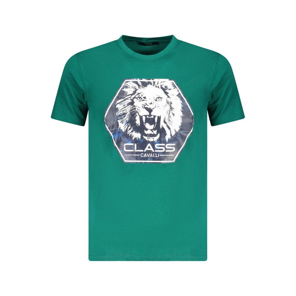 Cavalli Class Green Cotton T-Shirt