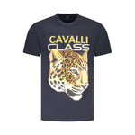 Cavalli Class Blue Cotton Men T-Shirt CA-36670-M