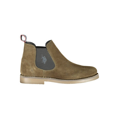 U.S. POLO ASSN. Green Leather Men Ankle Boot with contrasting details and logo, crafted for style and comfort. Shop men's fashion footwear.