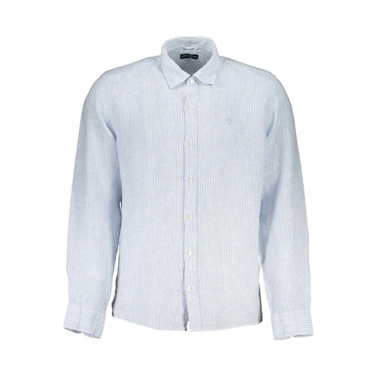 North Sails Light Blue Linen Men Shirt NO-29730-S