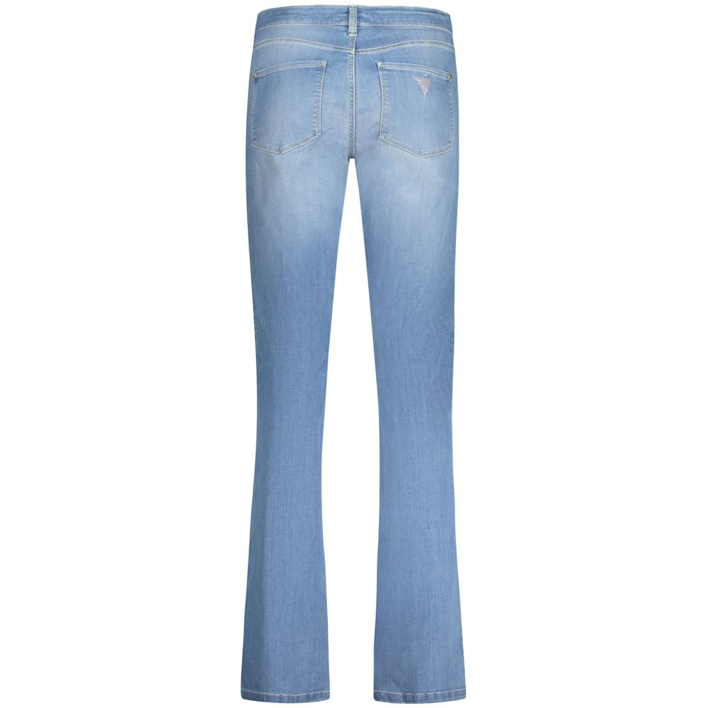 Back view of Guess Jeans Blue Cotton Women Jeans showcasing washed effect and classic style.
