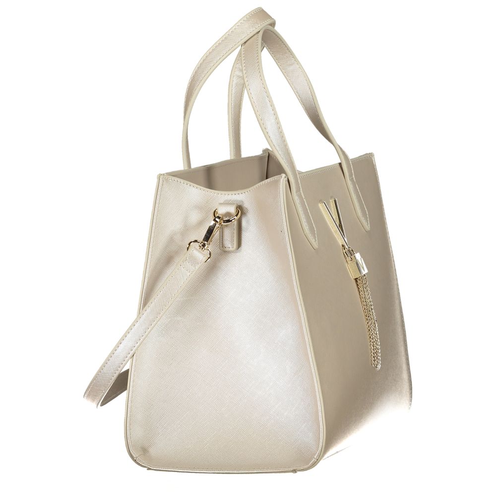 Mario Valentino Gray Polyethylene Women Handbag with adjustable strap and zip closure, side view of sleek and modern design