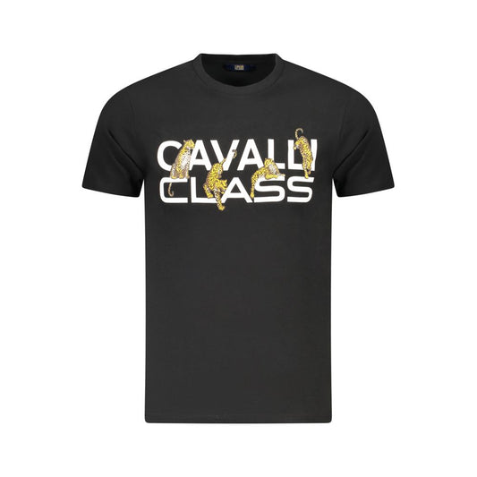Cavalli Class Black Cotton Men T-Shirt CA-36679-M