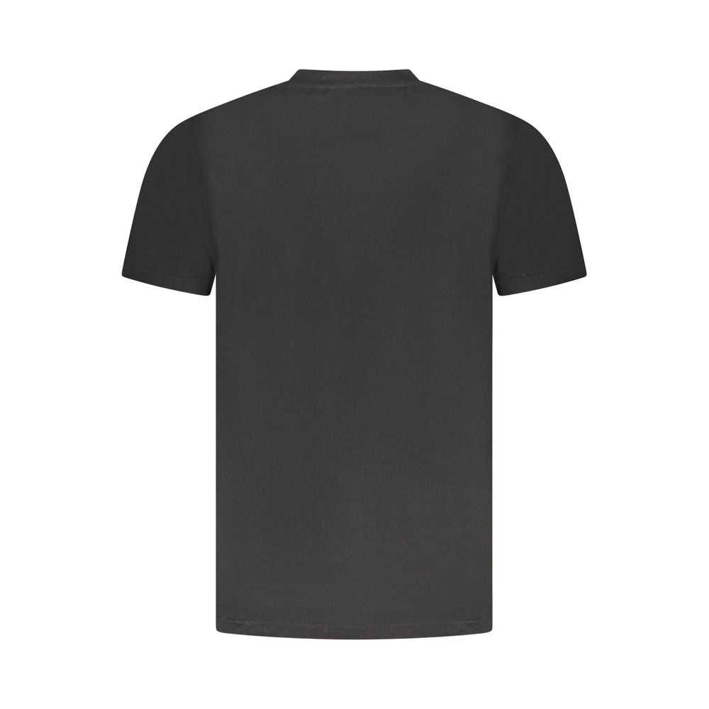 Back view of Cavalli Class Black Cotton Men T-Shirt, elegant and stylish design.