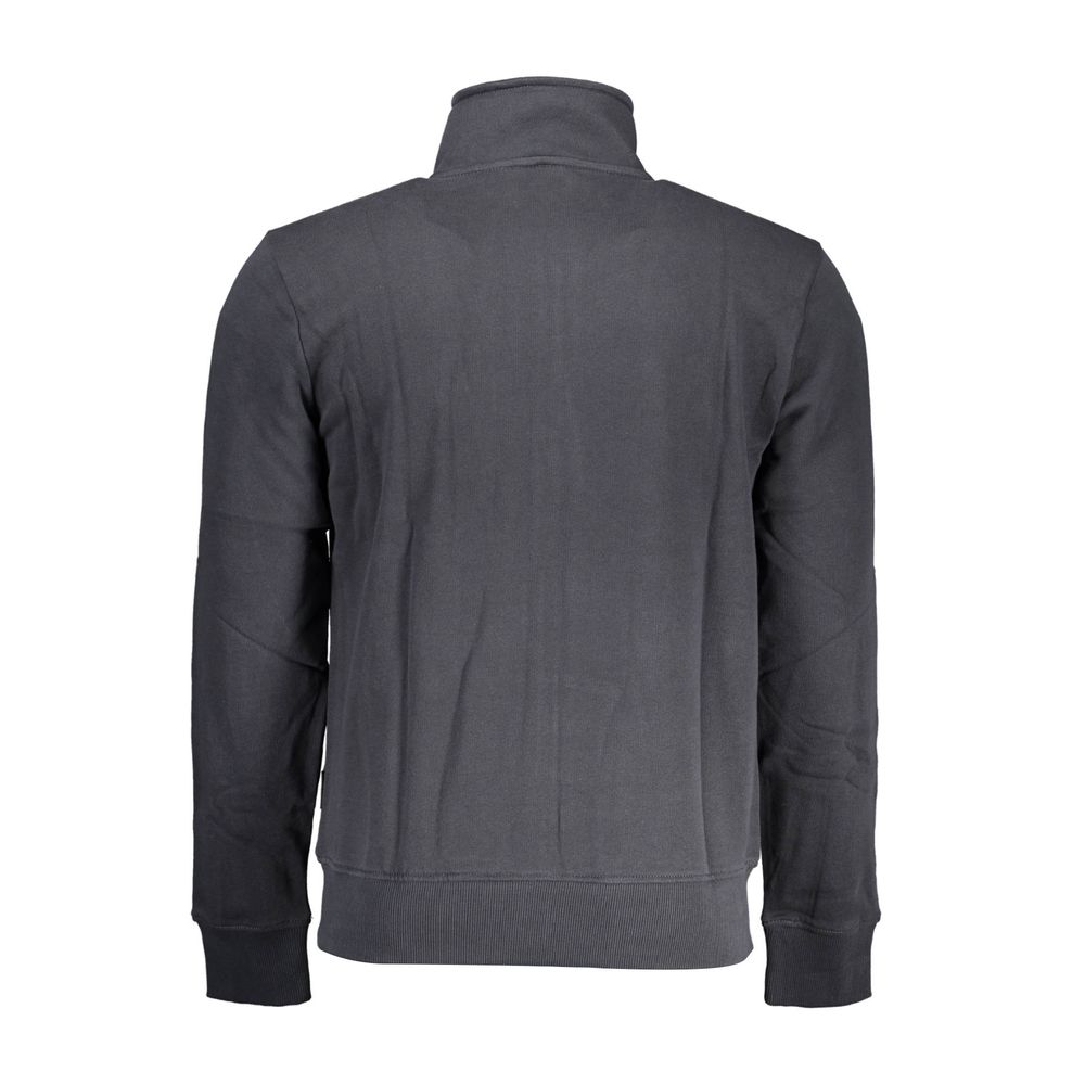 Rear view of Napapijri Black Cotton Men Sweater with long sleeves and comfortable stretch fabric.
