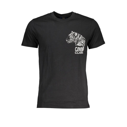 Cavalli Class Black Cotton T-Shirt CA-28477-L