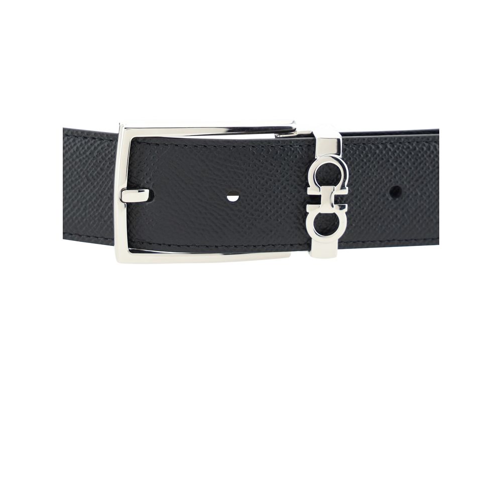 Ferragamo Black Calf Leather Bos Taurus Regular Belt