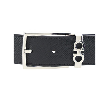 Ferragamo Black Calf Leather Bos Taurus Regular Belt